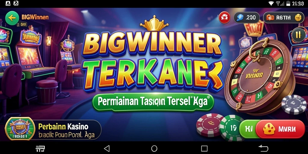 Tampilan gameplay seru dalam BIGWINNER, menampilkan slot dan permainan meja.