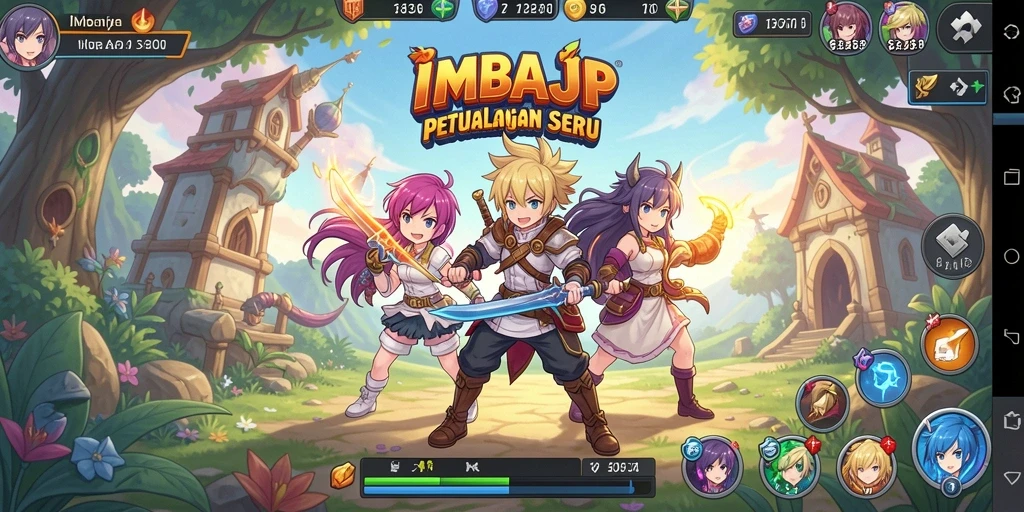 Tampilan utama gameplay IMBAJP yang penuh aksi seru.