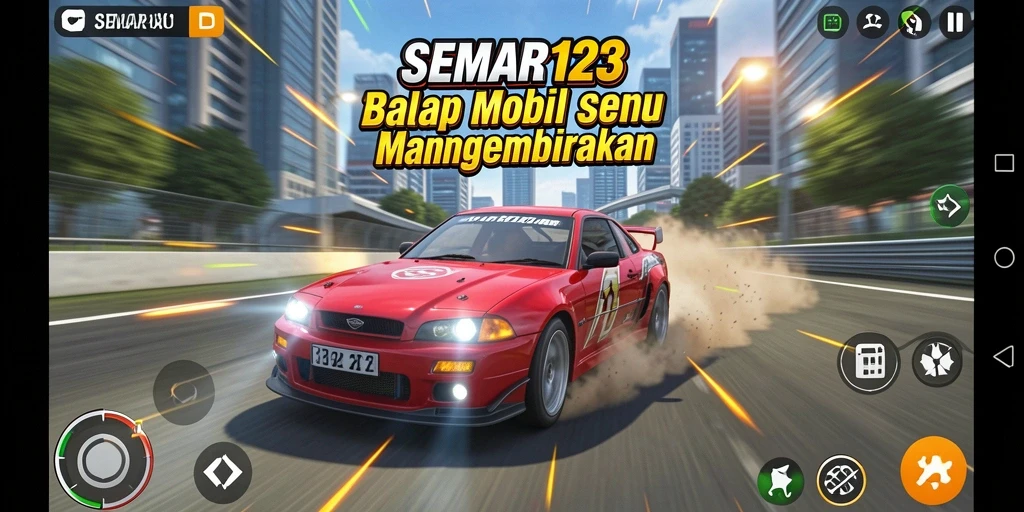 Screenshot dari SEMAR123 menampilkan aksi balap yang mendebarkan.